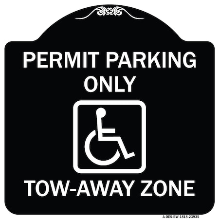 Signmission Georgia ADA Handicapped Parking Accessible Permit Parking Only Tow-Away Zone with Sym, BW-1818-23935 A-DES-BW-1818-23935